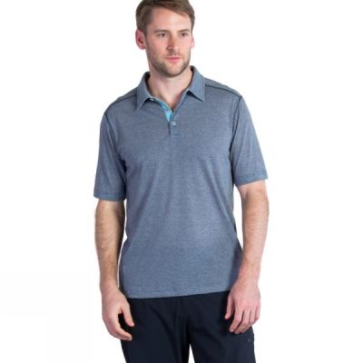 Polo ExOfficio Sol Cool Jacquard Manga Corta Hombre - Azules Oscuro - Chile DXP718692